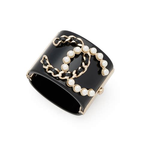 chanel black acryclic cuff bracelet